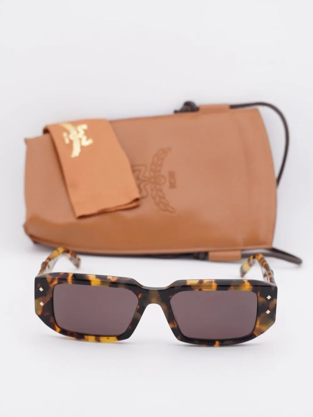 MCM MW0013 53E Rectangle Sunglasses – Blonde Havana / Brown
